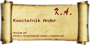 Kosztelnik Andor névjegykártya